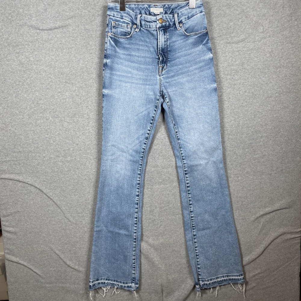 Good American Jeans Womens Size 6 Blue Good Legs Skinny Raw Hem Stretch Casual